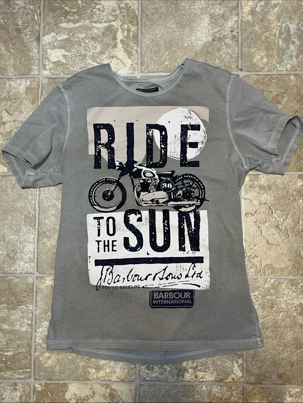 Barbour Gray 'Ride to the Sun' Graphic Short Sleeve Tee